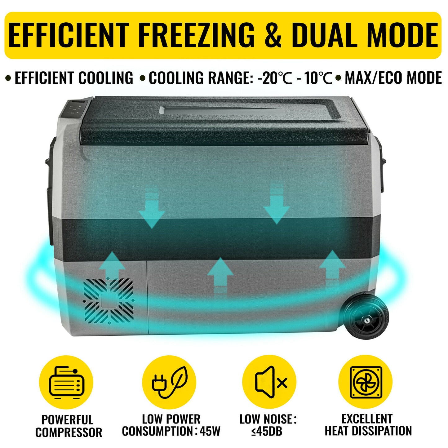 36L 50L 60L Portable Car Refrigerator Freezer With Wheels & Handle 12/24V DC 100-240 AC.  Great for RV Builds, Camping, Picnics