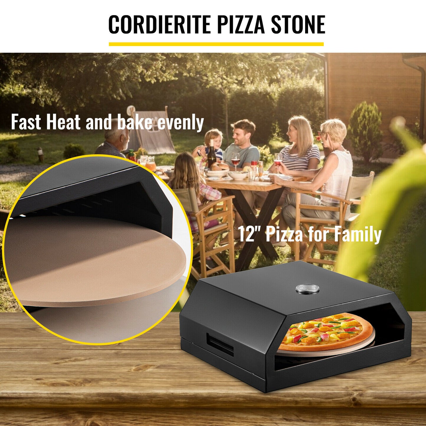 Pizza Oven Stainless Steel Temperature Range 75-450℉ for Beach Parties Camping