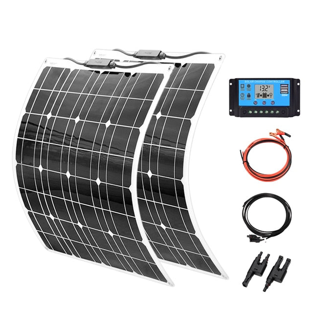 16V 100W Flexible Solar Panel, or 50 Watt Solar Panel 12V High Efficiency Monocrystalline Cell, 2pcs, 
 For Home Roof, RV, Car, Boat