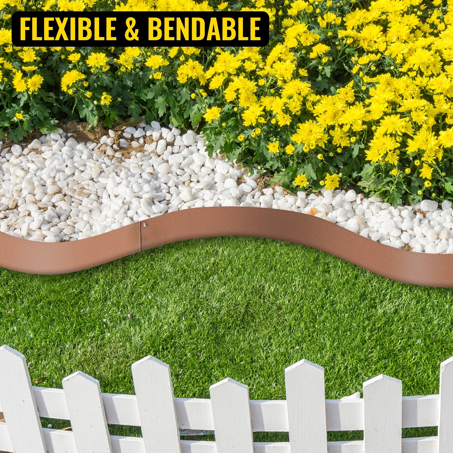 Flexible Steel Landscape Garden Edging Lawn Border, Flower Garden Path  Fence,  Plants, Lawn   5Pcs 39 Inch