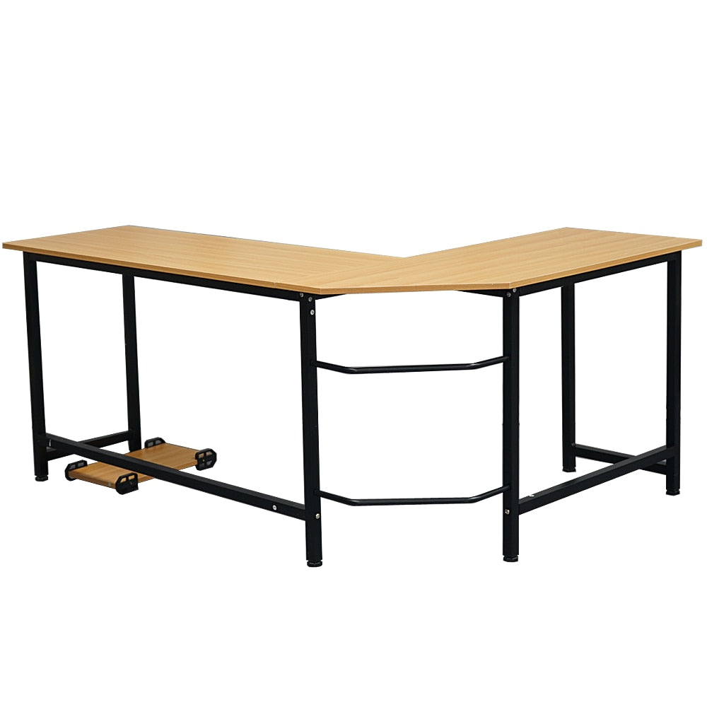 168 x 120 x 72cm L-Shaped Computer Desk, Beech Wood Color with  Free CPU Stand