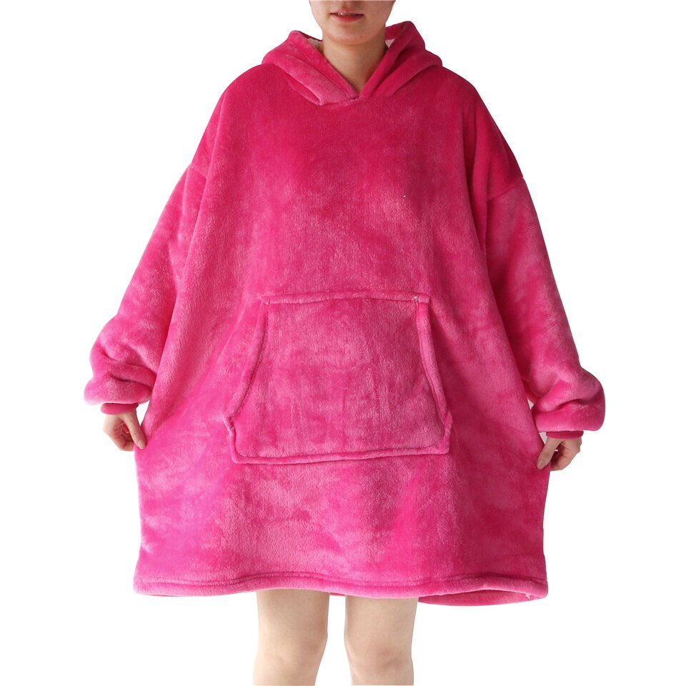 Sherpa Fleece Blanket With Sleeves Hoodie, Adults Soft Warm Plush Winter Hooded Blanket couverture