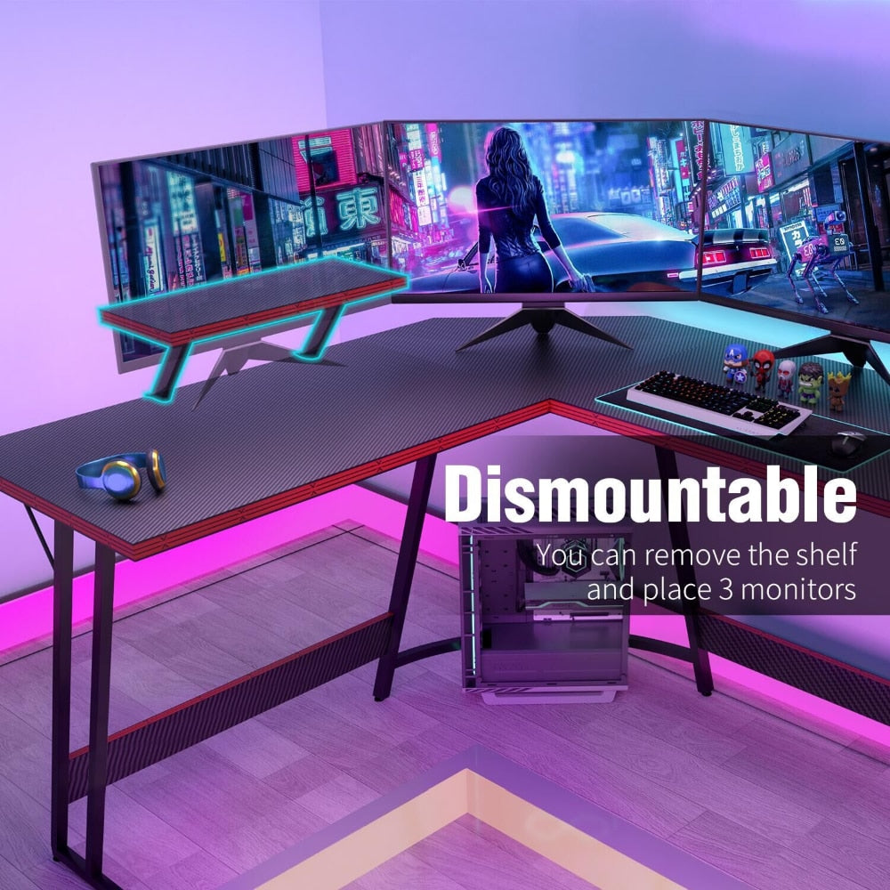 L-Shape Gaming Computer Desk, Black