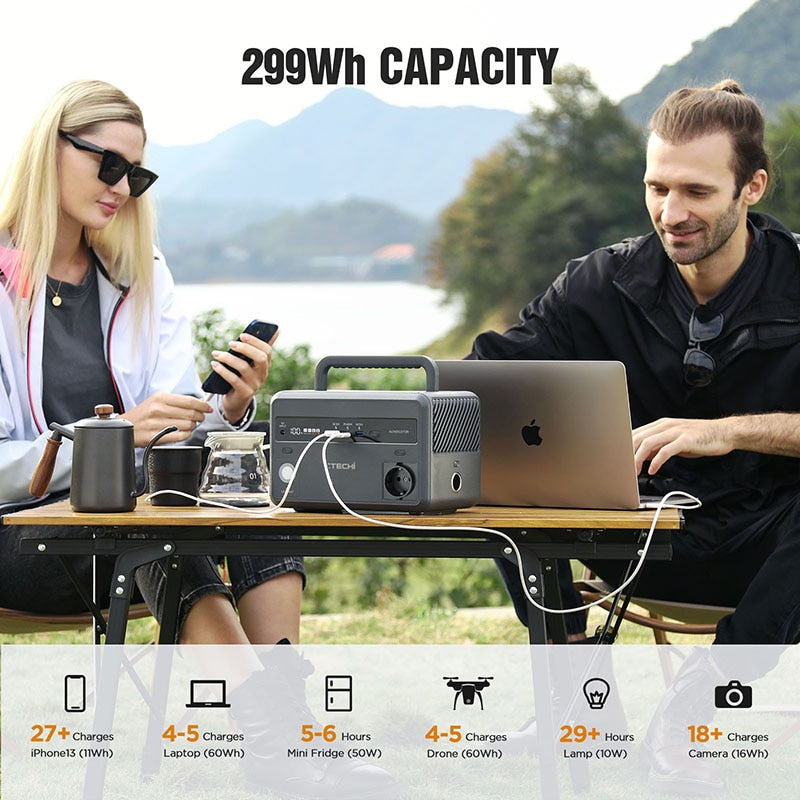 300W Portable Power Station, LiFePO4 Battery, 299Wh Generator Battery Power Supply, 3 way charge
