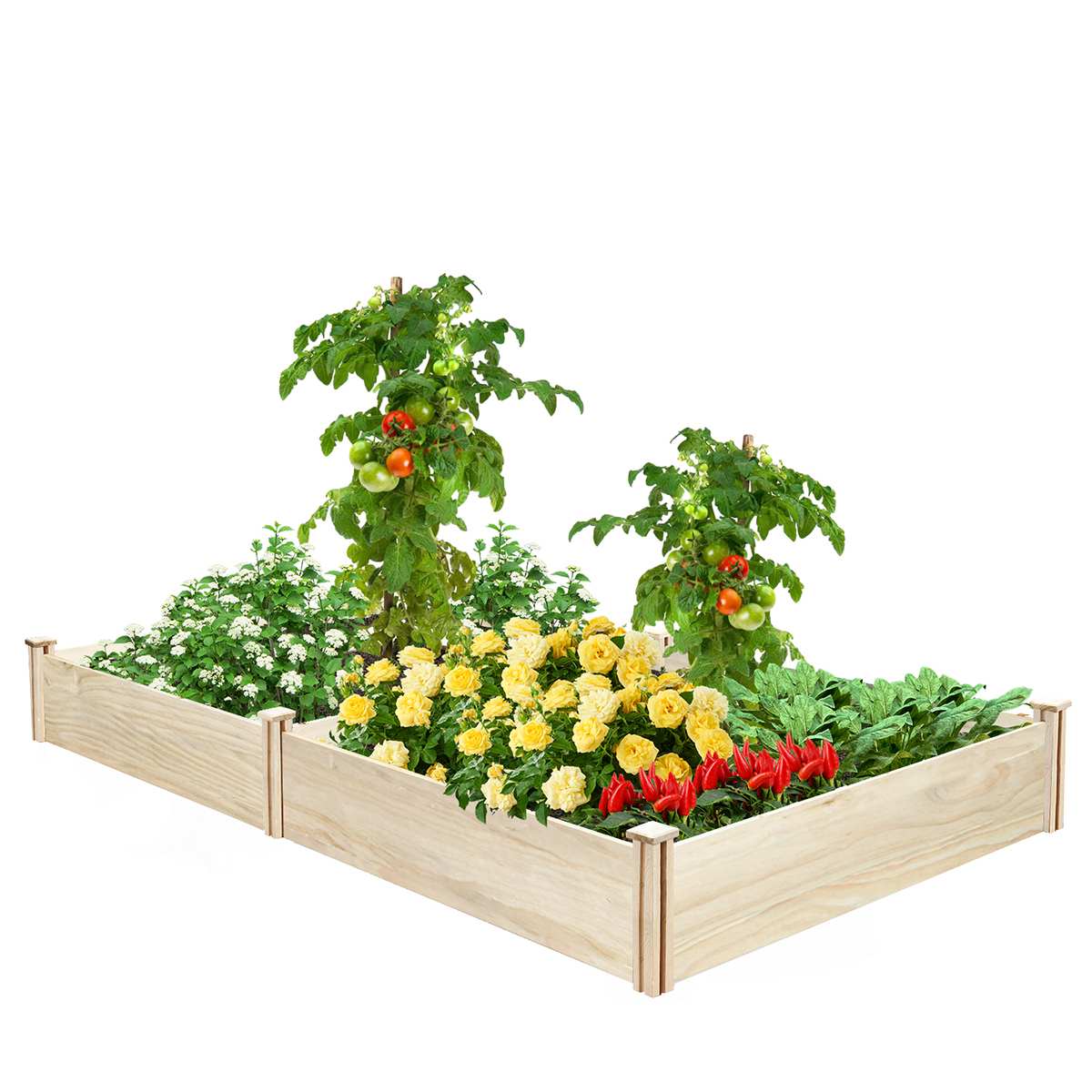 8FT Wooden Garden Planter Raised Bed Flower, Vegetable, Herb Box Backyard Container Gardening