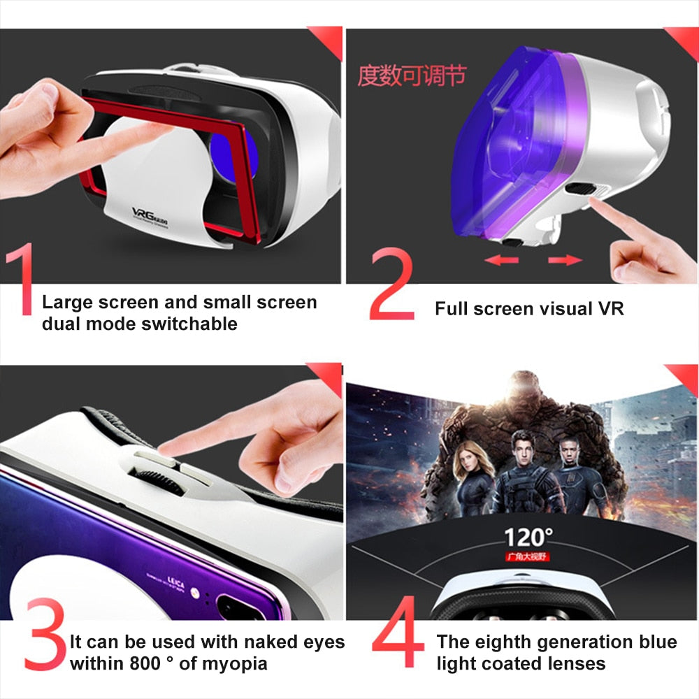 Virtual Reality Glasses 3D Stereo Helmet Headset Remote Control For IOS Android 3D Virtual World