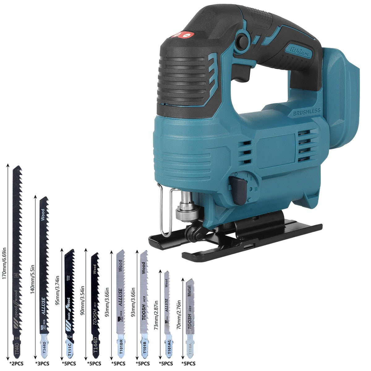 Brushless Electric Jigsaw 900W Cordless, 3 Variable Speed (For Makita 18V Battery)