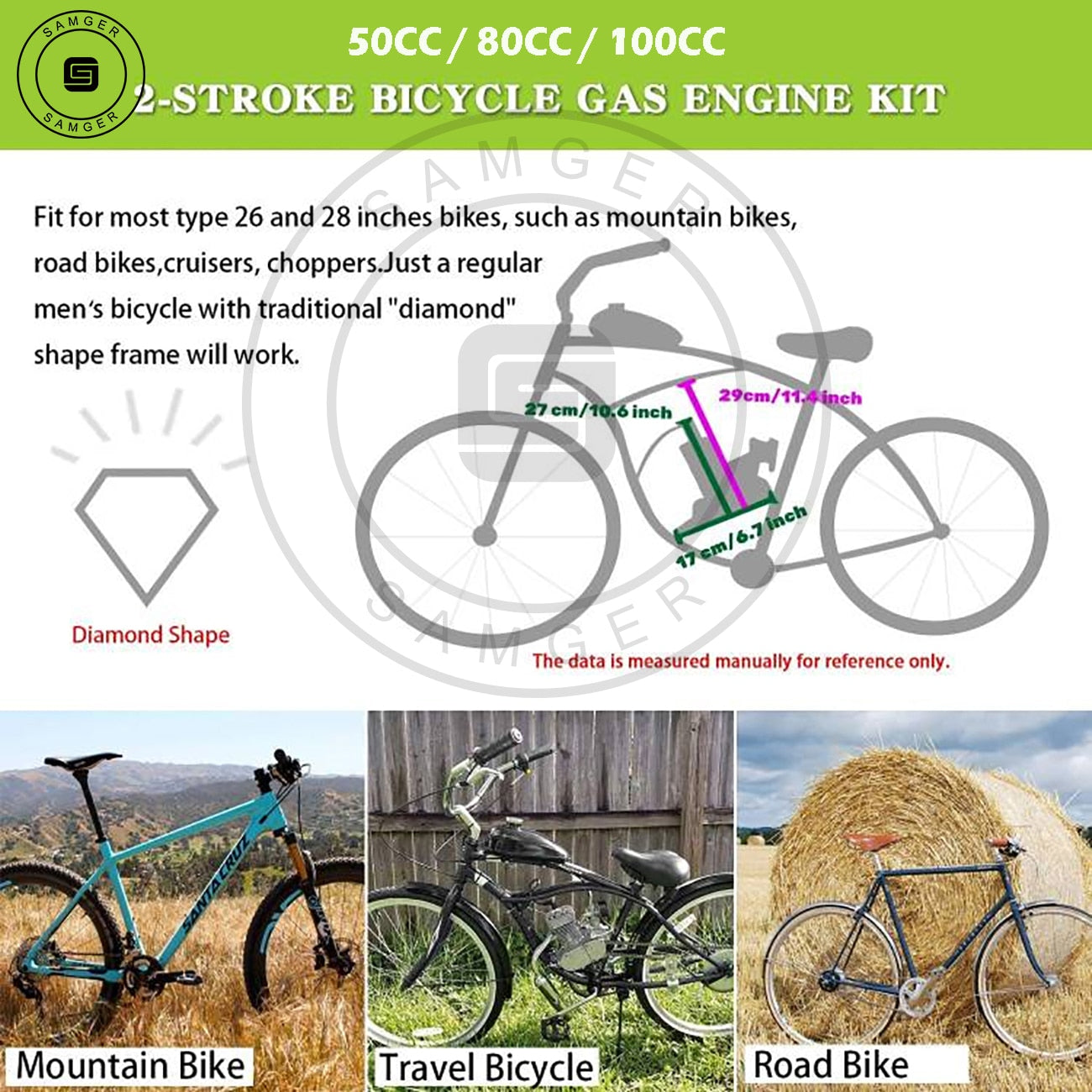 50/80/100cc 2-Stroke Bicycle Engine Kit For DIY Gas Motor