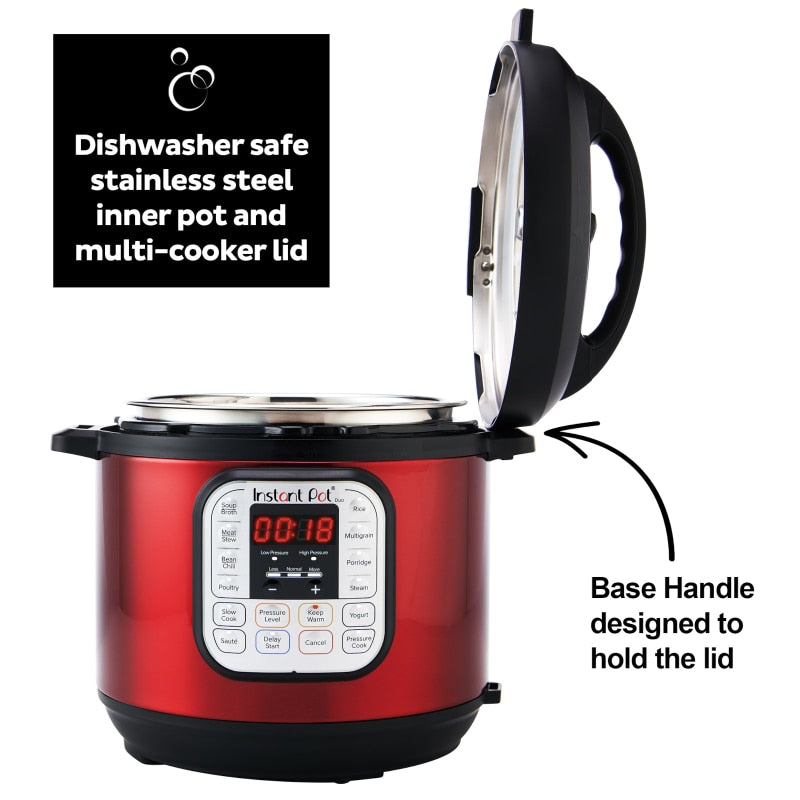 Instant Pot Duo 6 Quart  7-in-1 pressure cooker，Red Stainless Steel