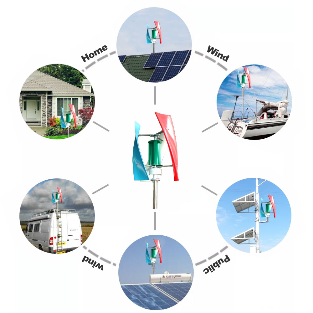 Free Energy Windmill 1kw 1.5kw 12v 24v Vertical Axis Wind Turbine With 220v Output Inverter