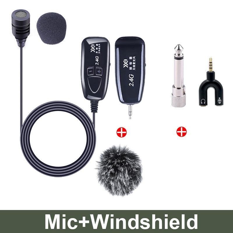 2.4G Wireless Microphone, Lapel Clip-on, Voice Recording for Smart Phone, sound card, PC, Laptop, DSLR Amplifier speaker