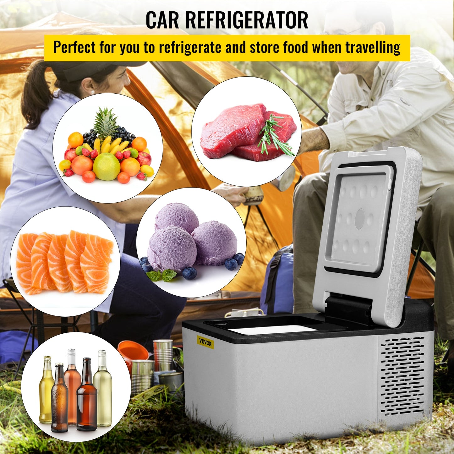 9L or 15L Car Refrigerator Compressor Fridge Freezer Cooler 12V/24V DC 110-240V AC for RV Travelling Camping Fishing