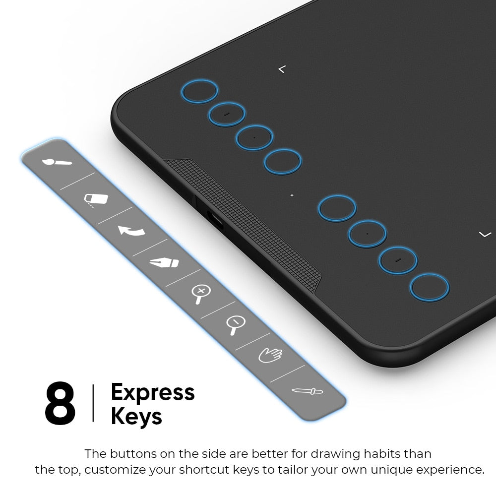 Digital Graphics Drawing Tablet Mini 7x4.3 inch, Express Keys, Tilt.   Android / Mac / Windows