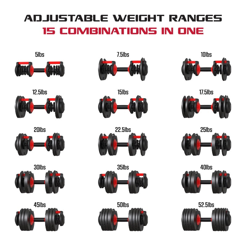 Quick Select Adjustable Dumbbell, 5-52.5 Lb.