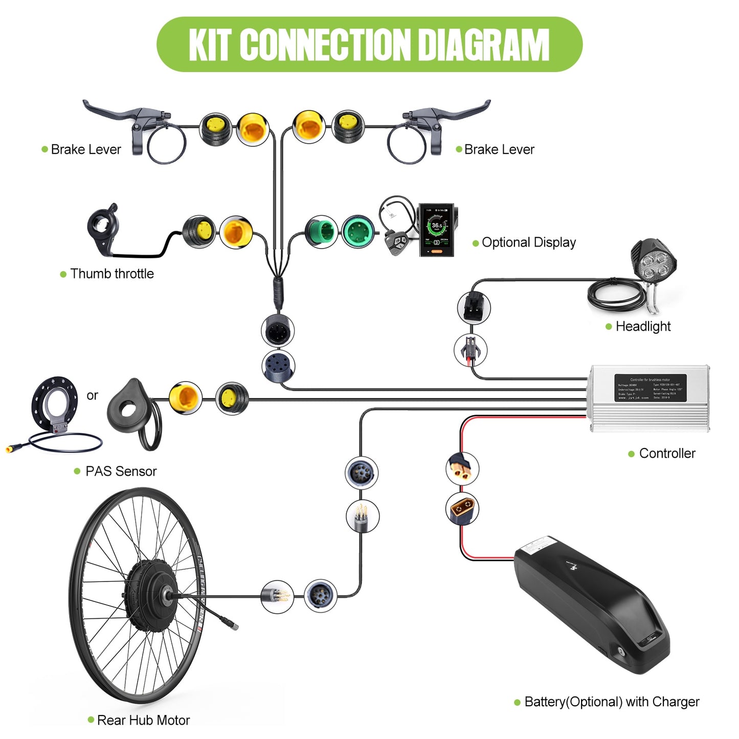 G0900 48V 750W Rear Cassette Brushless Hub Motor 26“ 27.5” 700C Bicycle Conversion Kit With LCD Display