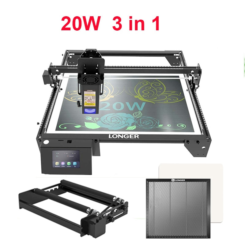 20W/10W/5W Laser Engraver with Engraving Area 400x400mm 3.5x39x39" Touchscreen 32-bit Motherboard Support App WIFI USB