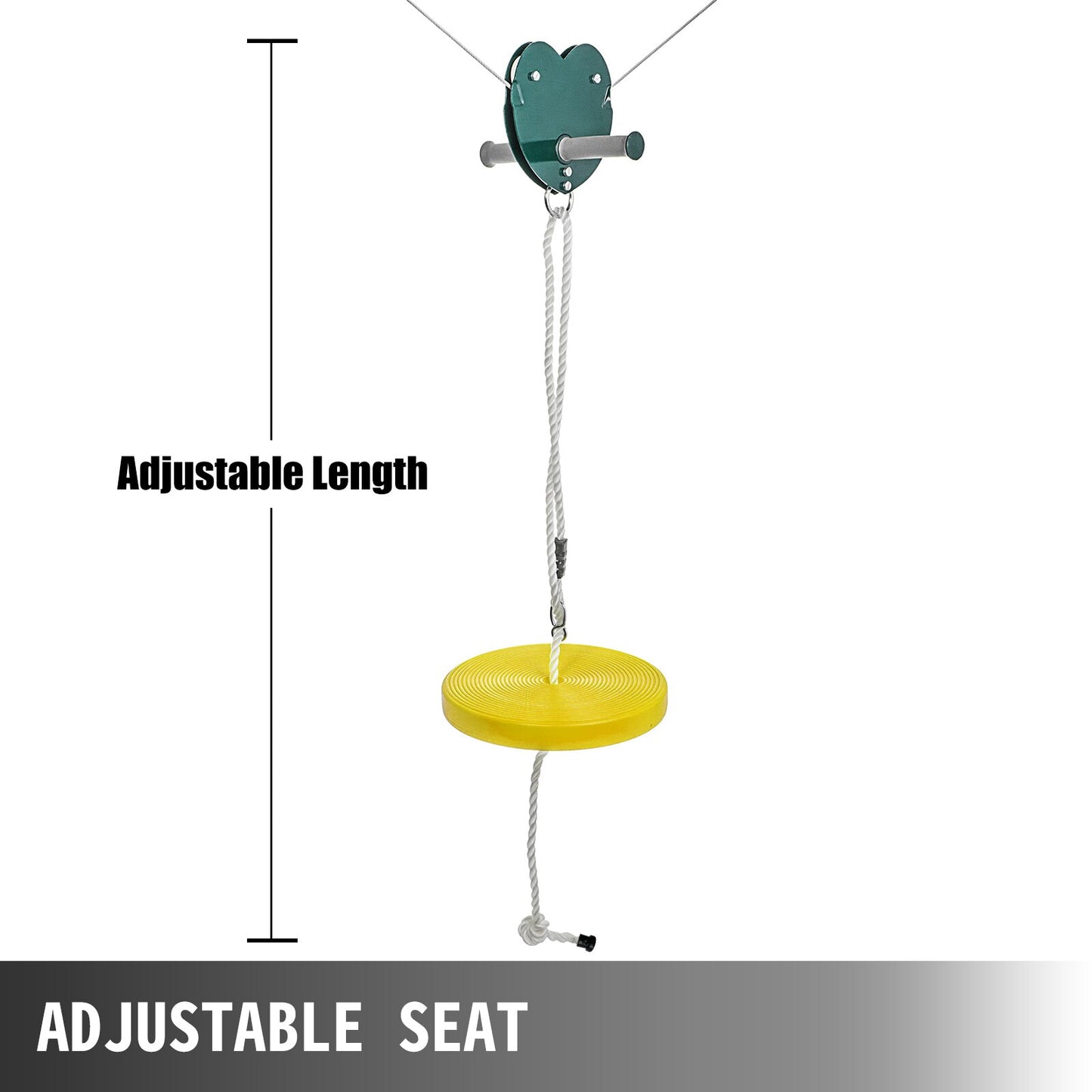 80/100ft Zip Line Kit,  Seat, Handle, Heart Shaped Trolley