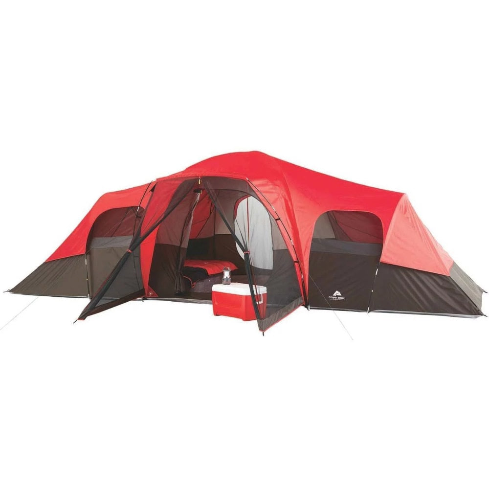 10-Person Family Camping Tent, Taffeta and Polyester Mesh with PE Sheet Floor