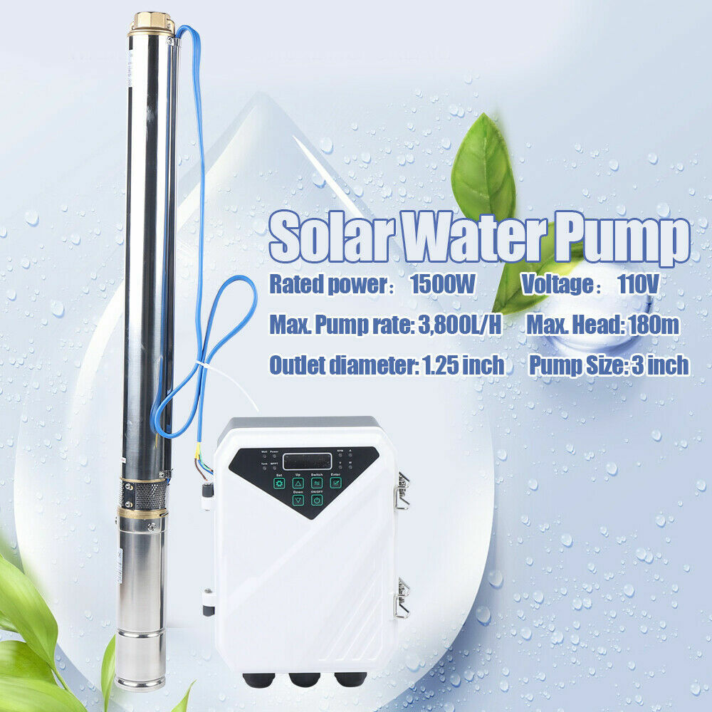 DC 1500W Solar Water Pump Deep Bore Well Submersible MPPT Controller 3800 L/H
