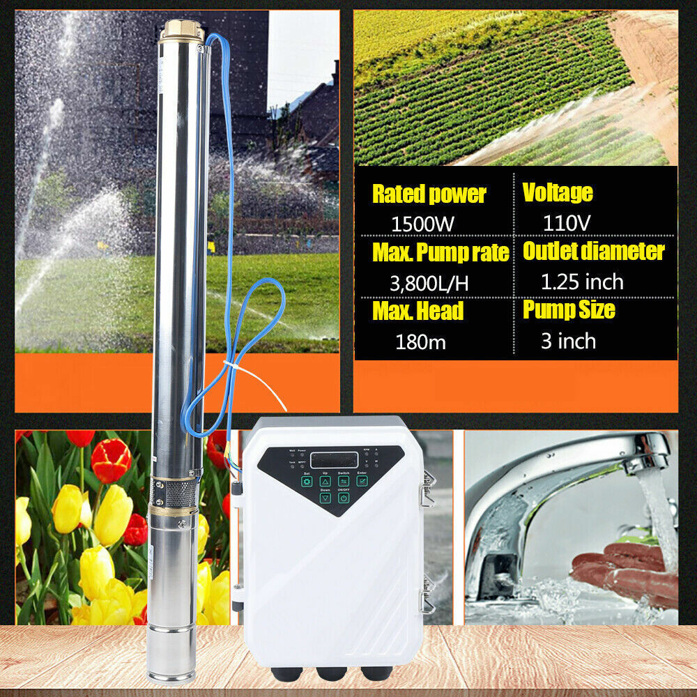 DC 1500W Solar Water Pump Deep Bore Well Submersible MPPT Controller 3800 L/H