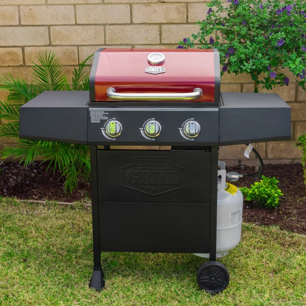 Expert 3 Burner Propane Gas portable Grill in Red