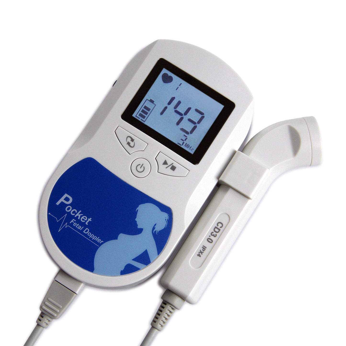 Fetal Doppler Heart Beat Monitor, Backlight LCD, with 2Mhz, 3mhz, 8Mhz Probe