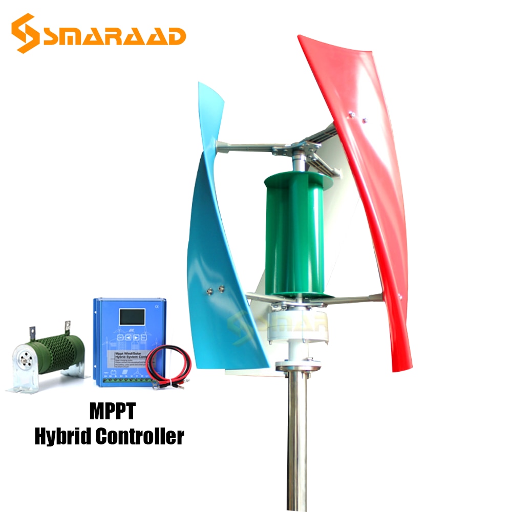 Free Energy Windmill 1kw 1.5kw 12v 24v Vertical Axis Wind Turbine With 220v Output Inverter