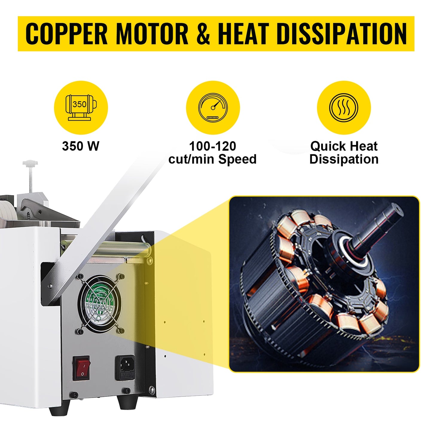 Auto Heat Shrink Tube Cutting Machine 350W Micro-Computer Control Cable Pipe Die Cutter PVC Tape Belt Cold Cutting