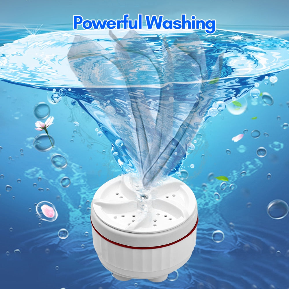 Portable Washing Machine Ultrasonic Turbo Mini Washing Machine with USB Power Supply Suction Cups for Home, Travel Trip