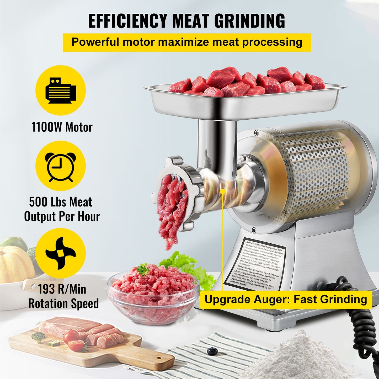 Electric Meat Grinder, Food Processor, Heavy Duty Commercial Quality