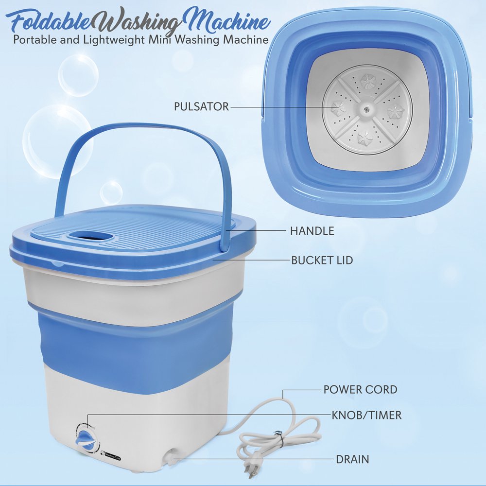 Mini Washing Machine, Foldable Lightweight Top Load, 4.41 lbs. Washing Capacity
