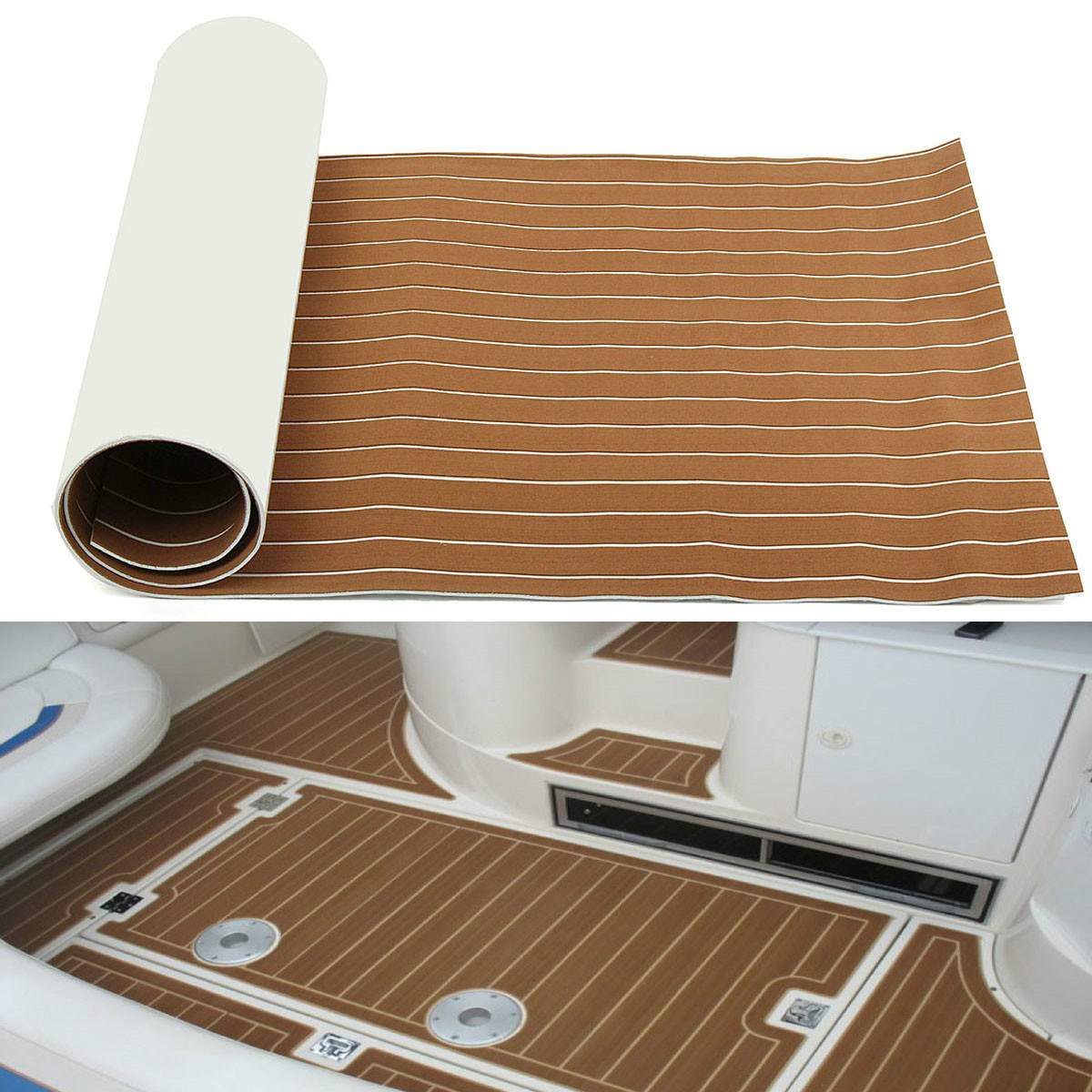 Foam Faux Teak Boat Deck Marine Flooring Self-Adhesive. 2400 x 900 x 6 mm Yacht Accessory. Van build.