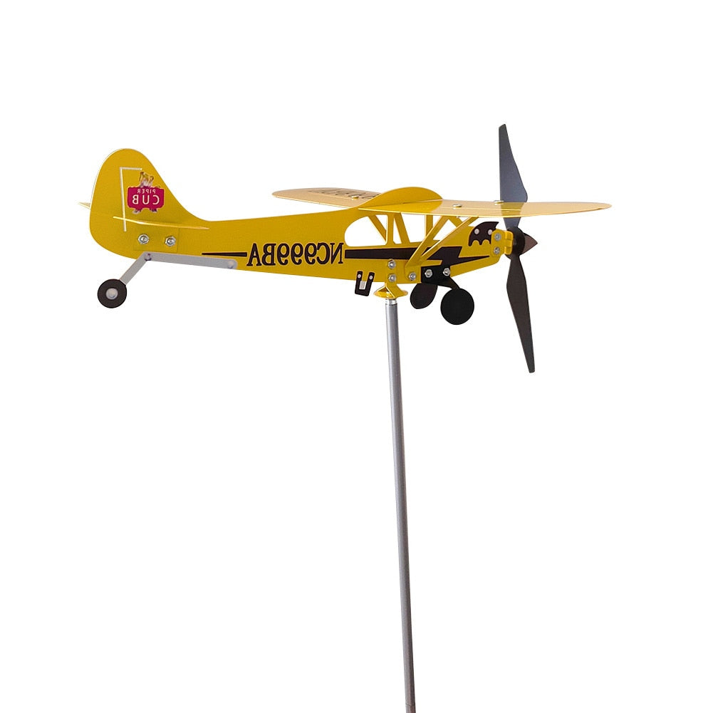 3D Weather Vane Metal Airplane Wind Direction Indicator Wind Spinner