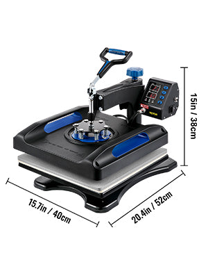 5/8"1 15x15x12x15; Dual-tube Heat Press Sublimation Machine 360° Swing Design for T-shirts, & more