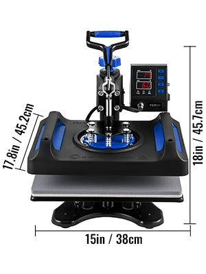 5/8"1 15x15x12x15; Dual-tube Heat Press Sublimation Machine 360° Swing Design for T-shirts, & more