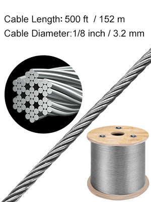 152M / 500Ft Wire Rope 316 Stainless Steel Strong Tension Lifting Cable 1.5MM-3.2MM Diameter