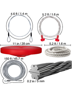 Zip line Kits, Swing Seat Brake Cable and Trolley, 90/100/110/120/150/160FT