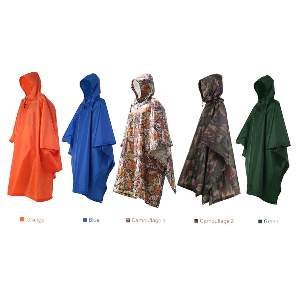 Multifunctional Lightweight  Poncho Hooded Hiking Cycling Camping Tent Mat