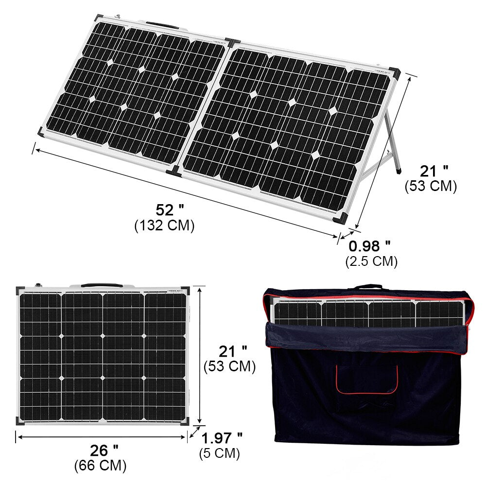 100W Foldable Solar Panel  (2Pcs x 50W) 18V +10A 12V Controller Solar Battery Cell/Module/System Charger