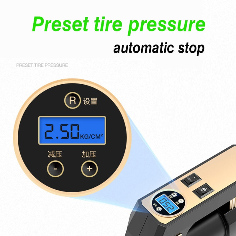 (Tool Kit) 12V Electric Air Compressor Tire Inflator Pump for Car, Motorcycle, Bicycle, Sports Equipment
