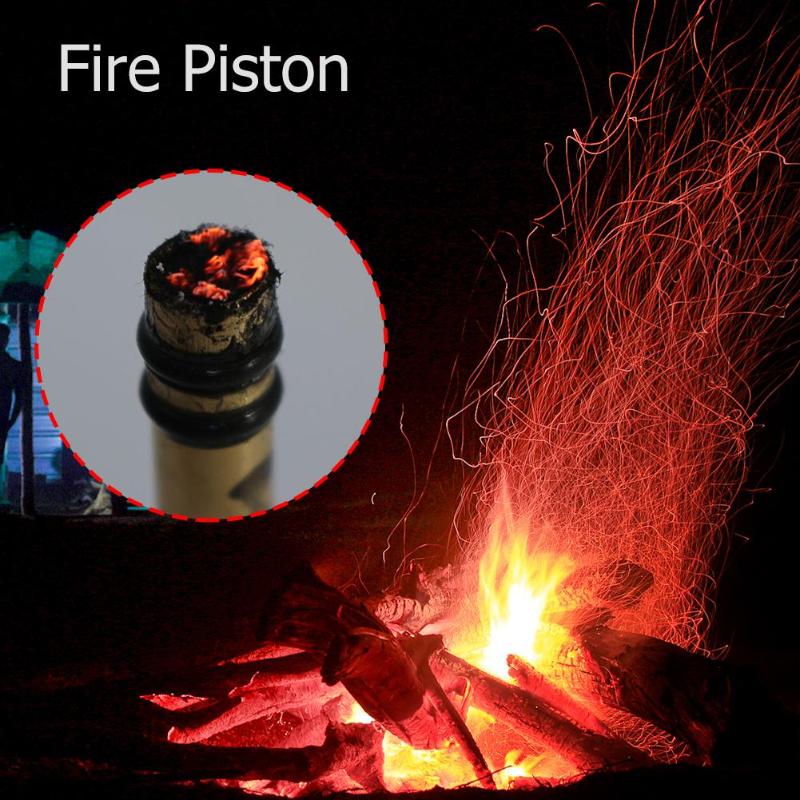 Brass Fire Piston with Char Cloth Campers Survival Tools