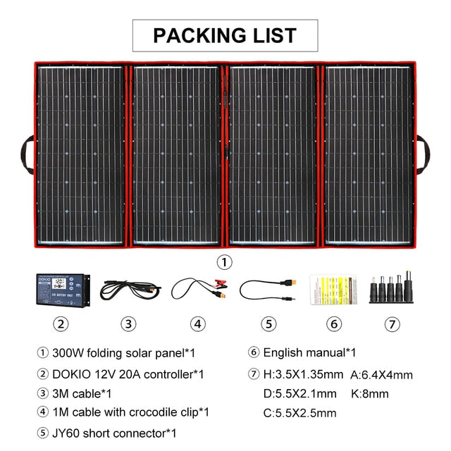 Solar Panel 18V 80W, 160W, 100W, 200W Portable Foldable 12V Controller Solar Panel