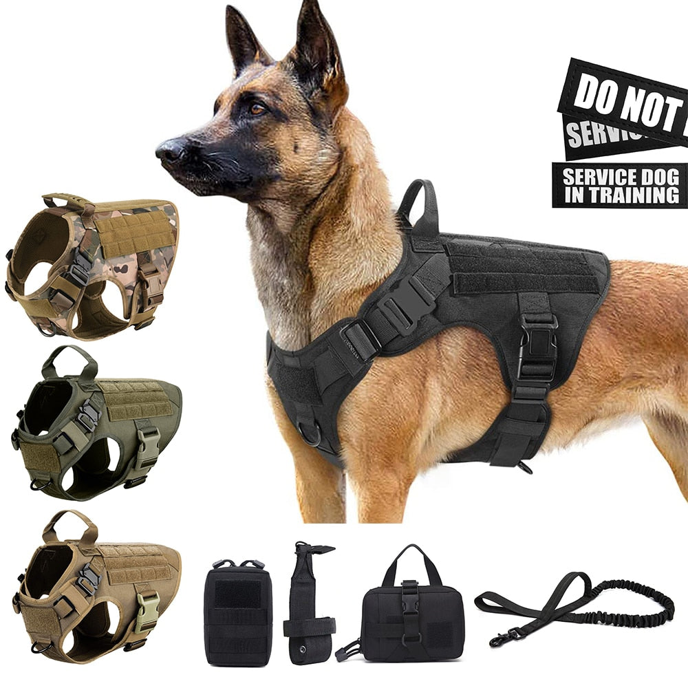 Tactical K9 Training Vest and Leash Set For All Breeds Dogs ...