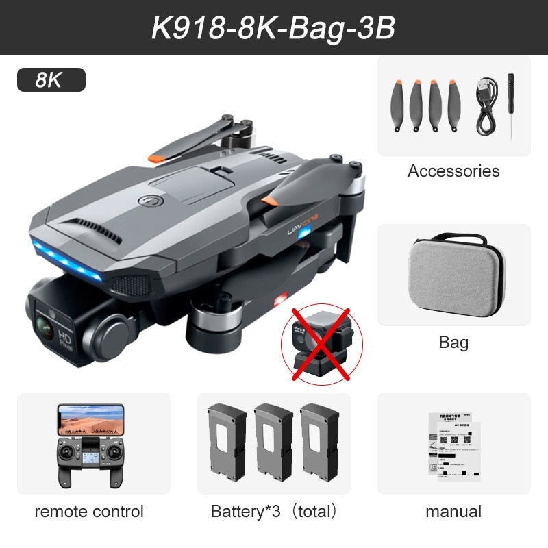 GPS 4K Obstacle Avoidance 8K Dual HD Camera, Distance 1200M
