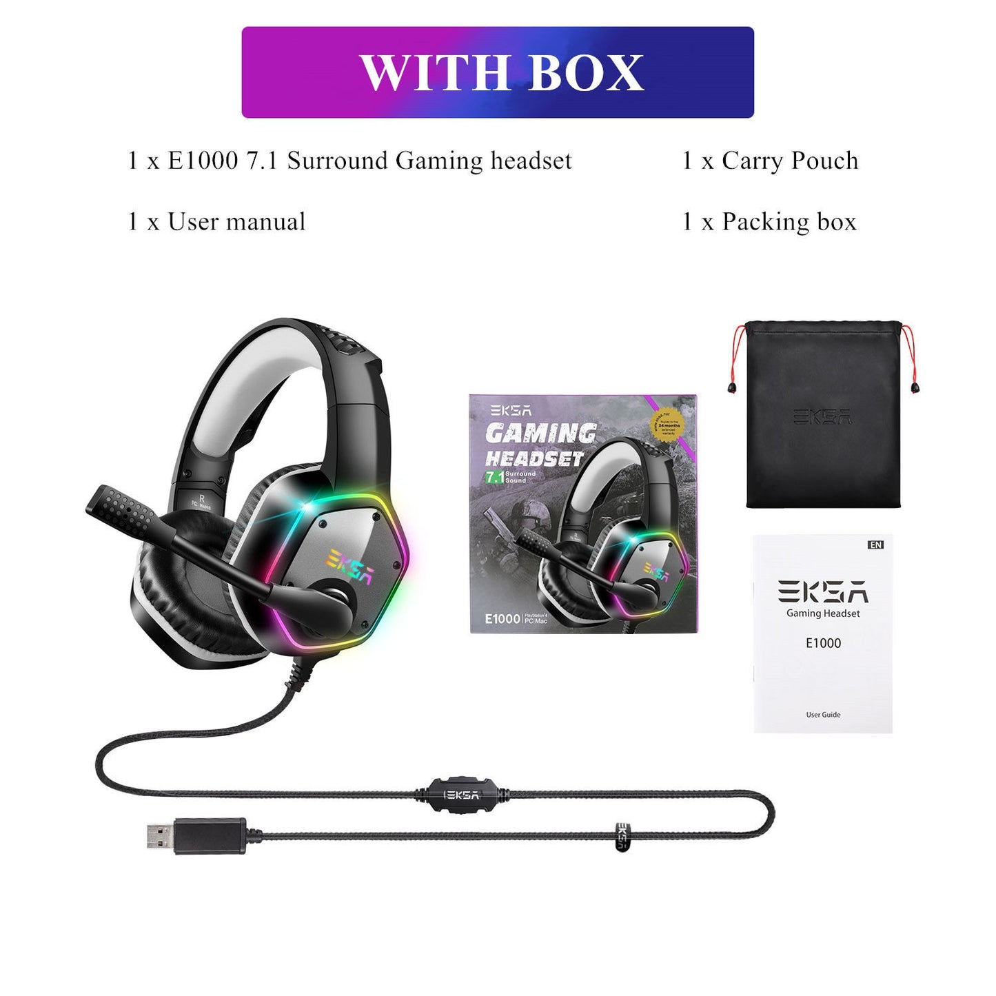 Gaming Headphones, Surround RGB, Noise Cancelling Mic