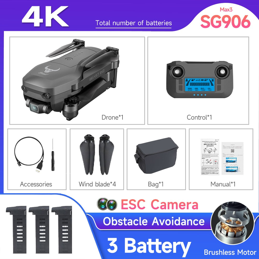 Fly 4KM 4K HD Camera, Laser Obstacle Avoidance, 3-Axis Gimbal, 5G WiFi