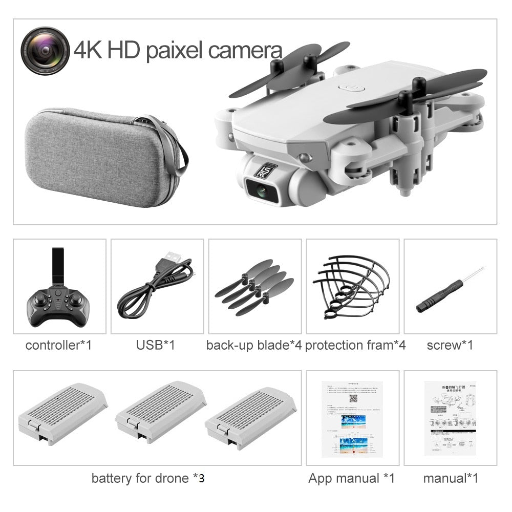 New Mini 4K 1080P HD Camera WiFi Air Pressure Altitude Hold, Black or Gray