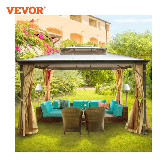 Gazebo Canopy 10x10 or 10x12Ft Hardtop Party, Net, Shade Awning,  (Shelter, Picnic, Lawn, Wedding)