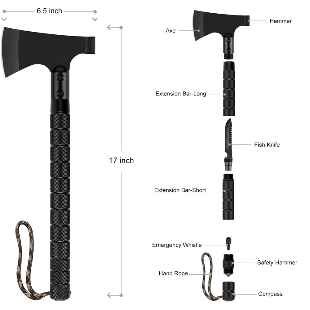 Tactical Axe Multi Survival Tool, High Carbon Steel Tomahawk