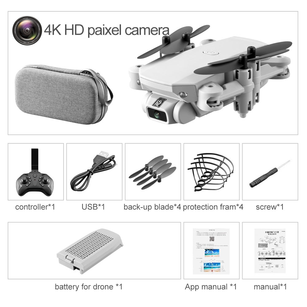 New Mini 4K 1080P HD Camera WiFi Air Pressure Altitude Hold, Black or Gray